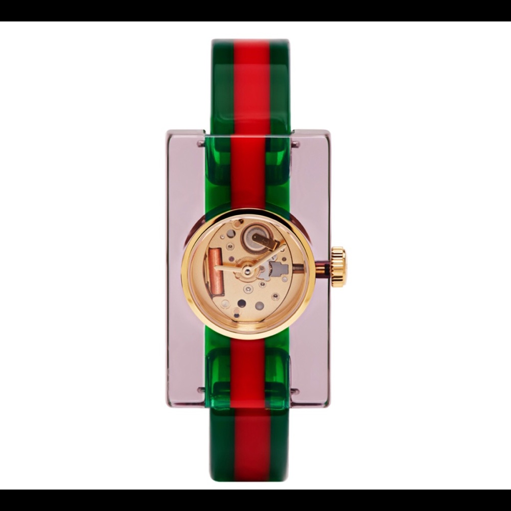 NEW Gucci Green and Red Skeleton Pixiglas Watch!